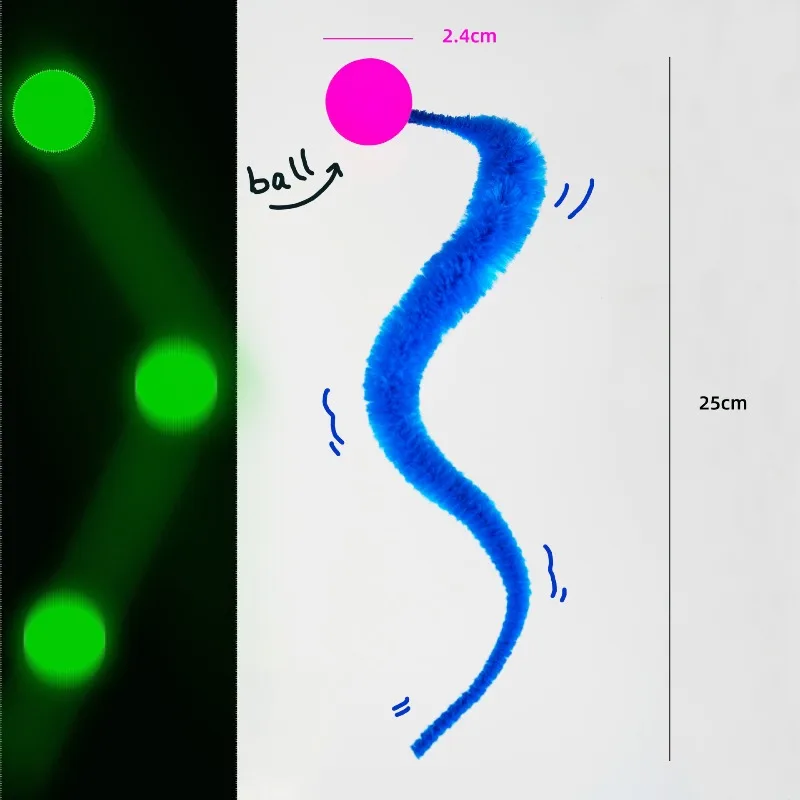 3 sztuk/zestaw zabawka dla zwierząt gąsienica elastyczna piłka zabawka dla kota tęczowy robak odbijająca się piłka kryty kot gąsienica elastyczna interaktywna zabawka 2