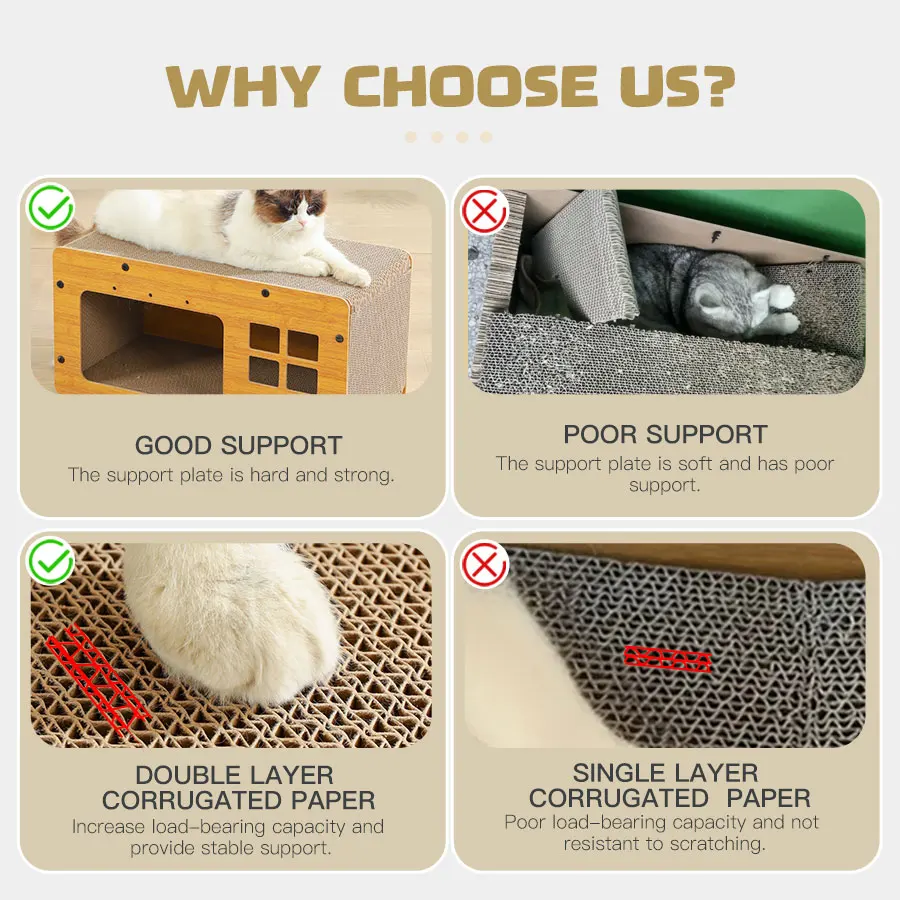 Drapak dla kota Dom dla kota w drapakie Drapak dla kota Drapak dla kota Gniazdo Odłączane drewniane gniazdo dla kota Drapak z tektury falistej 2