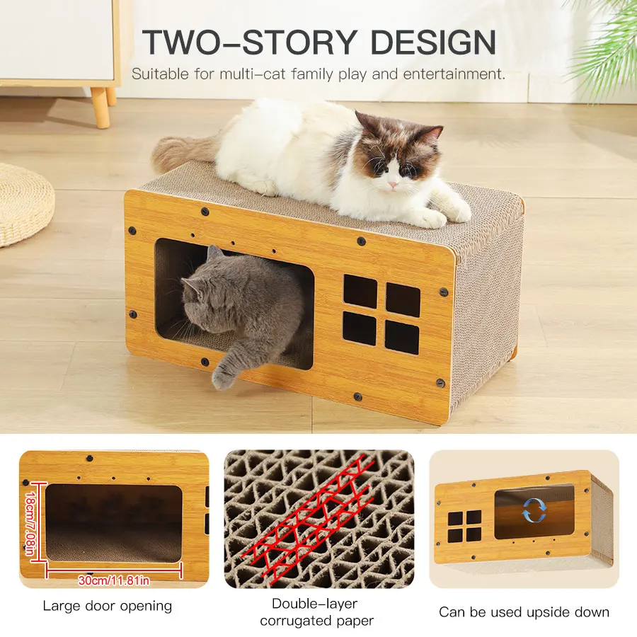 Drapak dla kota Dom dla kota w drapakie Drapak dla kota Drapak dla kota Gniazdo Odłączane drewniane gniazdo dla kota Drapak z tektury falistej 4