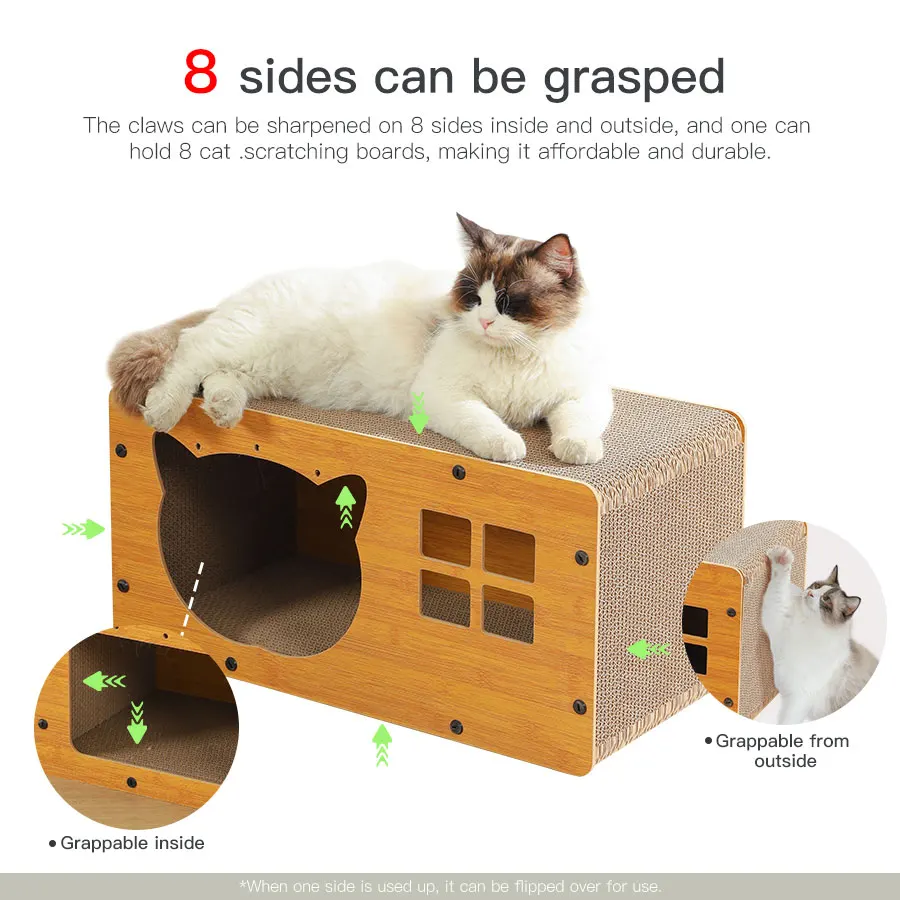 Drapak dla kota Dom dla kota w drapakie Drapak dla kota Drapak dla kota Gniazdo Odłączane drewniane gniazdo dla kota Drapak z tektury falistej 3