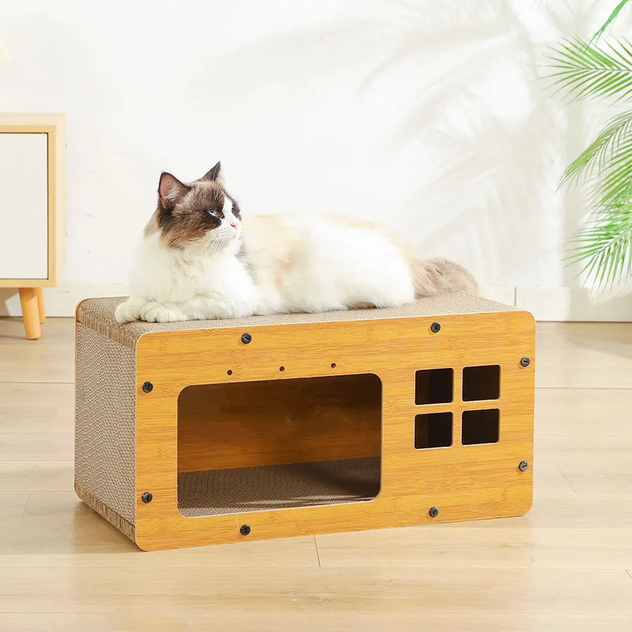 Drapak dla kota Dom dla kota w drapakie Drapak dla kota Drapak dla kota Gniazdo Odłączane drewniane gniazdo dla kota Drapak z tektury falistej 1